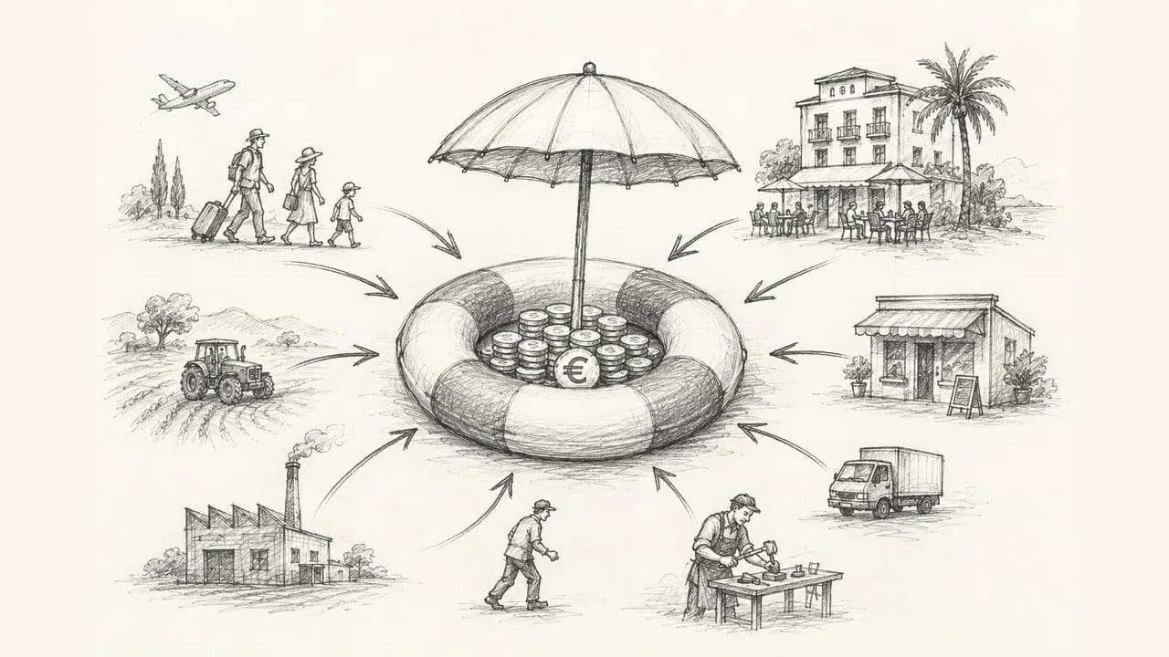 Illustration des flux extérieurs convergeant vers l’économie d’un territoire.