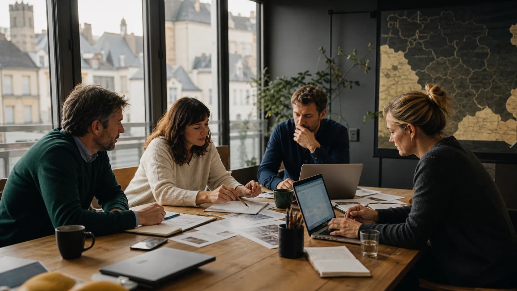 Des professionnels de services locaux travaillent ensemble autour d'un projet territorial.